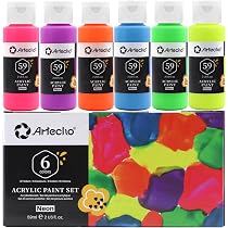 Amazon.co.jp: Artecho ネオンアクリル絵具 6色 59ml/56.7 g アクリル